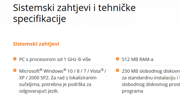Screenshot Reader sistemski zahtjevi